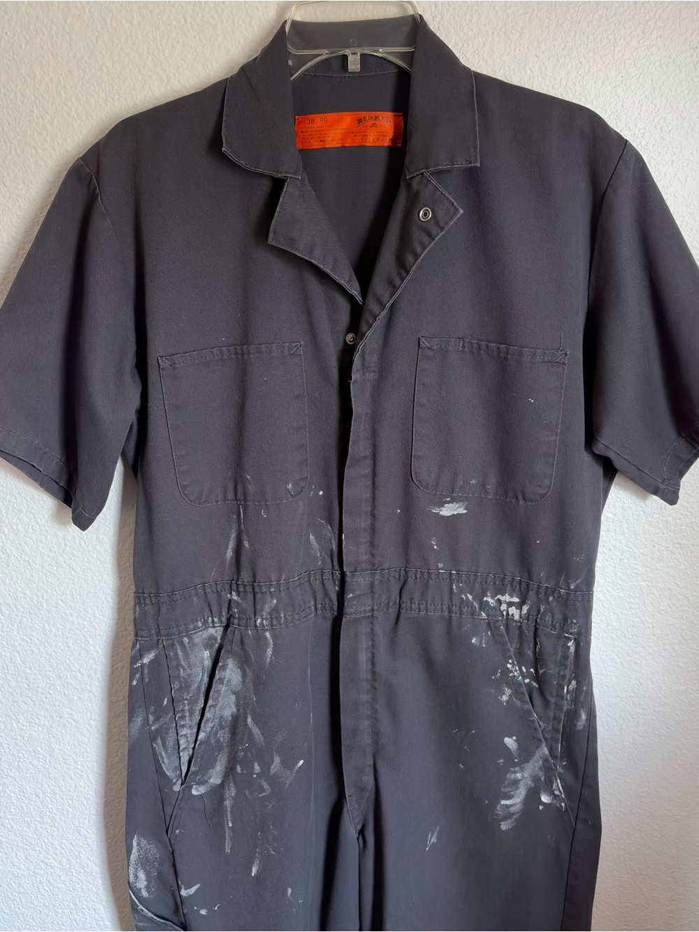 Navy Men's Short-Sleeve Work Coverall Jumpsuit